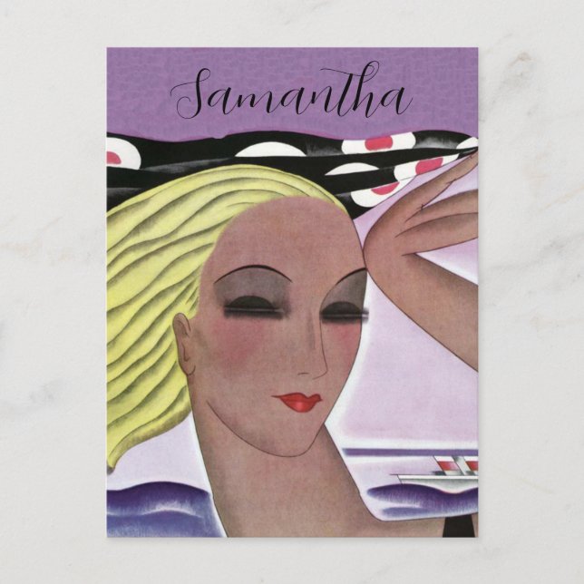 Postal Hermosa dama rubia (Personaliza) (Anverso)