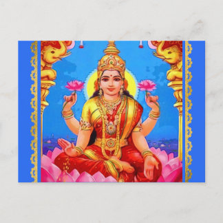 Postal Hermosa diosa Golden Lakshmi Diwali