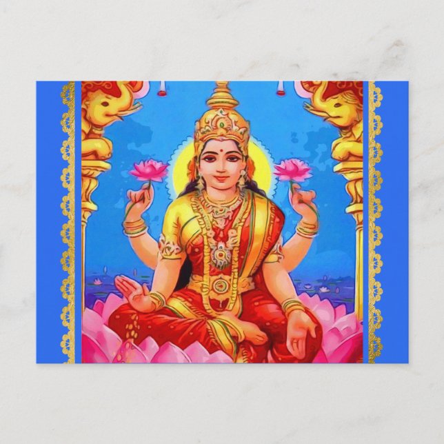 Postal Hermosa diosa Golden Lakshmi Diwali (Anverso)