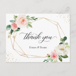Postal Hermosa elegancia Gold Rubor Floral Gracias