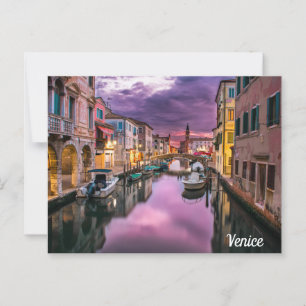 Postal Hermosa escena nocturna de Venecia Italia