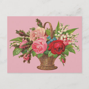 Postal hermosa estampación de cestas de flores de Victori