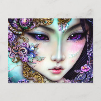 Postal Hermosa fantasía gótica de Chica japonés