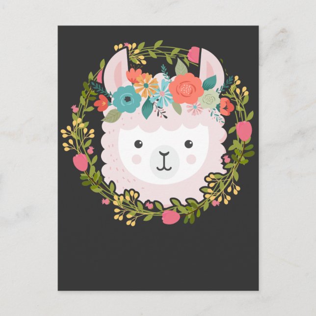 Postal Hermosa flor floral llamada alpaca animal (Anverso)