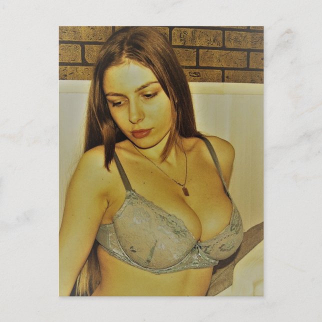 Postal Hermosa foto de Chica Vintage (Anverso)