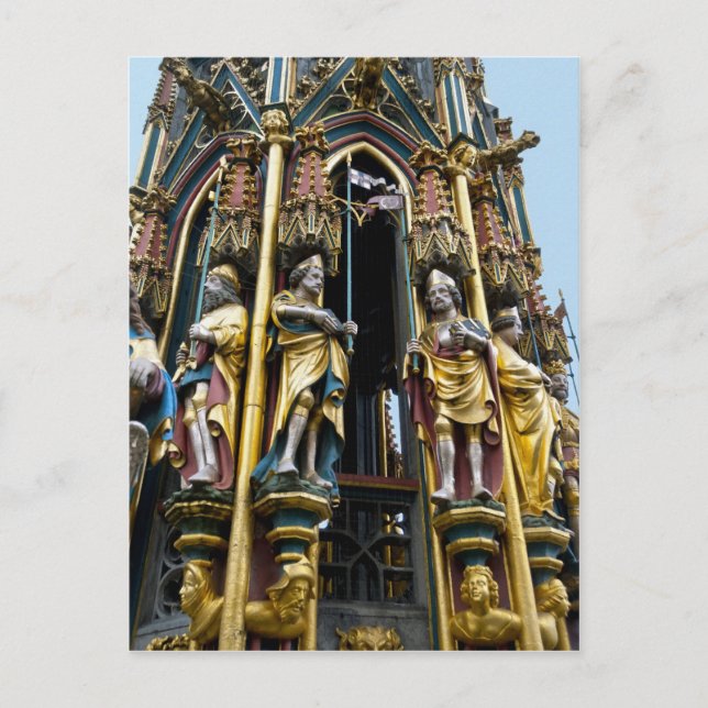 Postal Hermosa fuente en Nuremberg (Anverso)