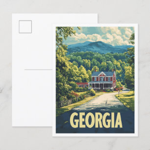 Postal Hermosa Georgia USA Viaje de Ilustracion Vintage