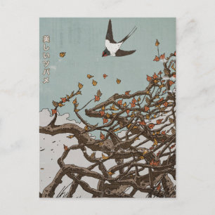 Postal Hermosa golondrina japonesa