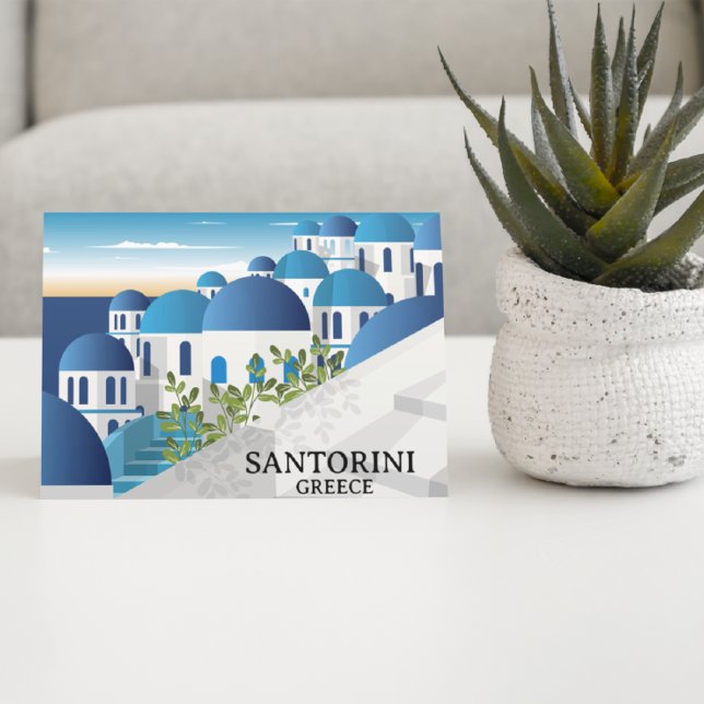 Postal Hermosa Grecia Santorini (Santorini Greece Blue White Travel Postcard)