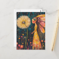 Hermosa Hada de Diente de León Surrealista Colorid