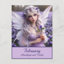 Hermosa hada de febrero en violetas
