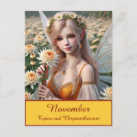 Hermosa hada de noviembre en crisantemos