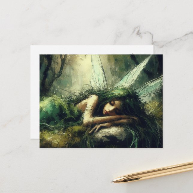 Postal Hermosa hada durmiendo en un parche de mezquita en (Anverso/Reverso In Situ)