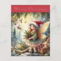 Hermosa Hada en el Bosque Feliz Navidad