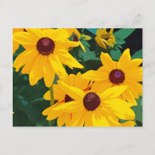 Postal Hermosa huella de girasoles amarillos