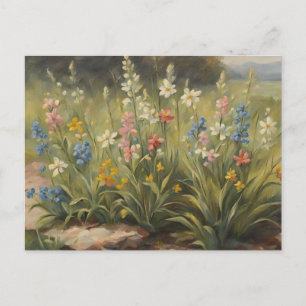 Postal Hermosa ilustración de flores silvestres creciendo
