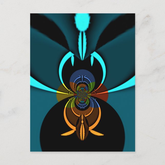 Postal Hermosa imagen de arte abstracto de cian (Anverso)
