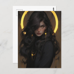 Postal Hermosa joven bruja