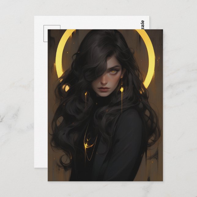 Postal Hermosa joven bruja (Anverso / Reverso)