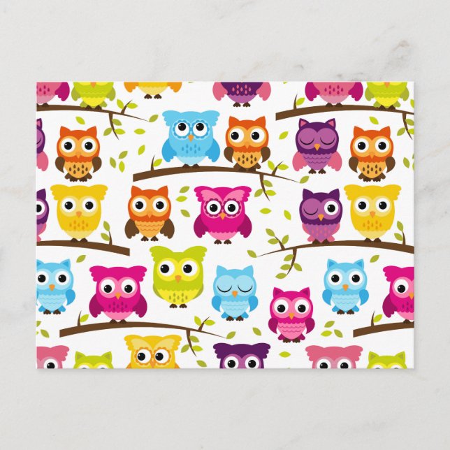 Postal Hermosa lechuza Personalizado colorida (Anverso)