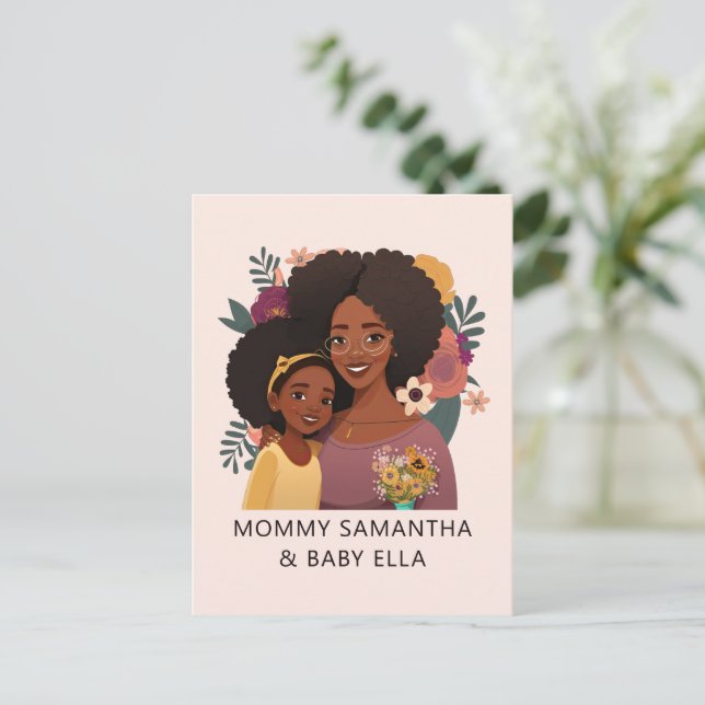 Postal Hermosa madre negra y hija (15) (Anverso de pie)