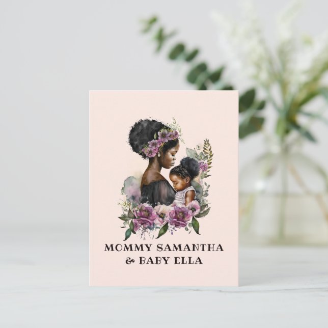 Postal Hermosa madre negra y su hija (6) (Anverso de pie)