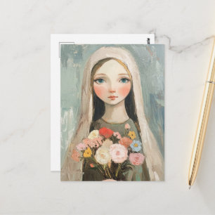 Postal Hermosa María con flores
