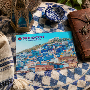 Postal Hermosa Medina Azul del Norte de Marruecos
