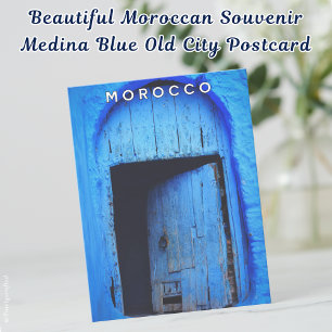 Postal Hermosa medina de recuerdo marroquí azul Ciudad vi