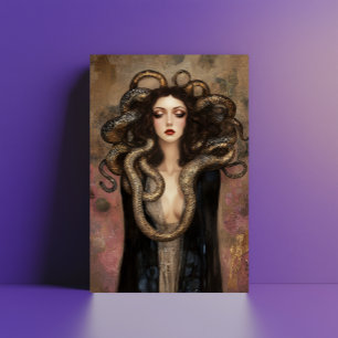 Postal Hermosa Medusa - Retrato griego Art Nouveau