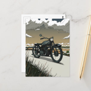 Postal Hermosa motocicleta antigua vintage