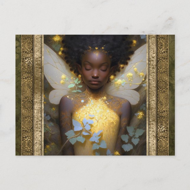 Postal Hermosa mujer de hadas arte fantasmal (Anverso)