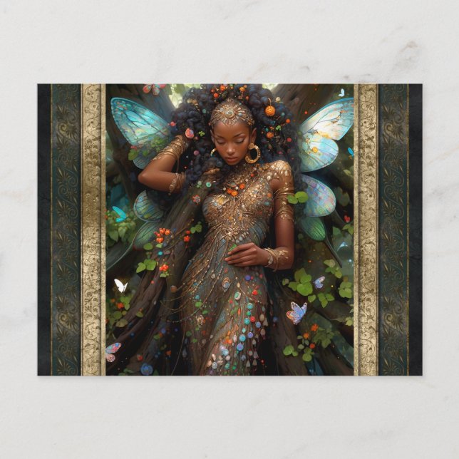 Postal Hermosa mujer de hadas arte fantasmal (Anverso)