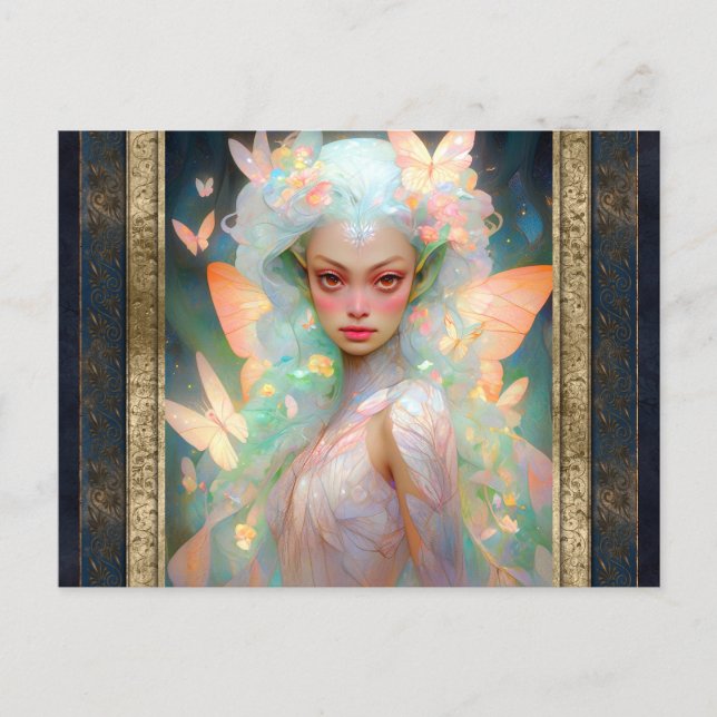 Postal Hermosa mujer de hadas arte fantasmal (Anverso)