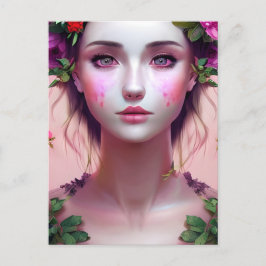 Postal Hermosa Mujer Étérea Fantasía Arte
