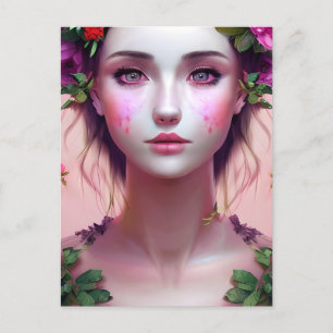 Postal Hermosa Mujer Étérea Fantasía Arte