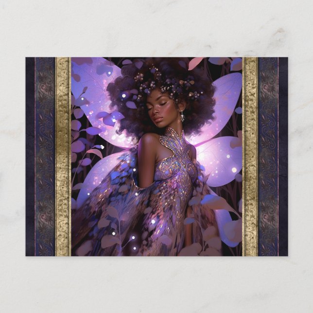 Postal Hermosa mujer lechera morada arte fantasmal (Anverso)