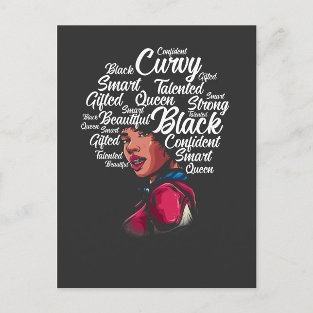 Postal Hermosa mujer negra afroreina del cabello (Anverso)