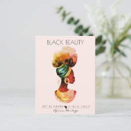 POSTAL HERMOSA MUJER NEGRA DE ORO DE LA REINA AFRICANA