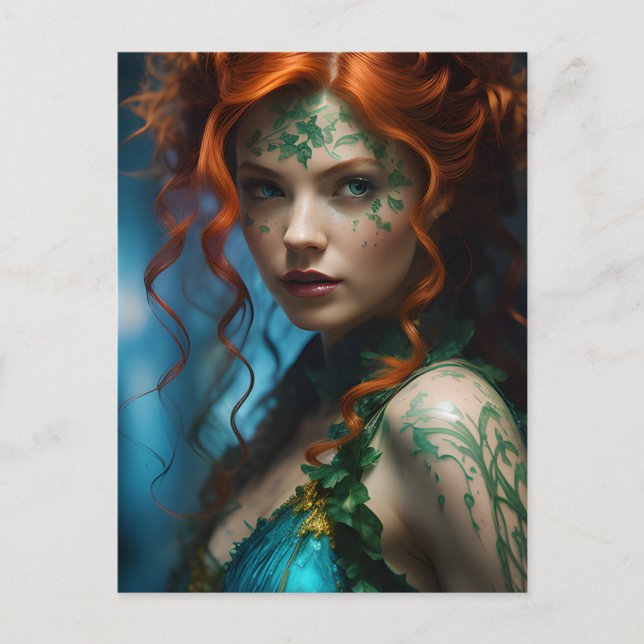 Postal Hermosa mujer pelirroja (Anverso)