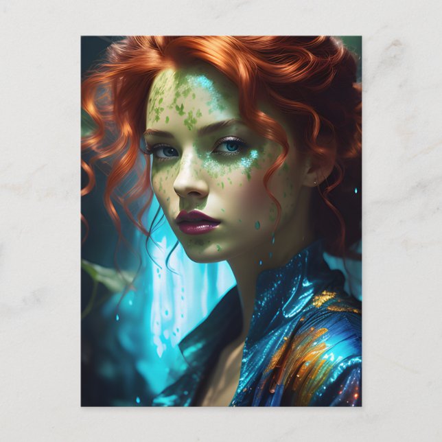 Postal Hermosa mujer pelirroja (Anverso)