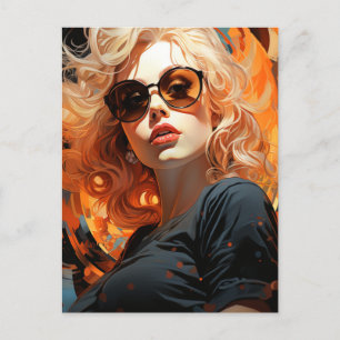 Postal Hermosa mujer rubia