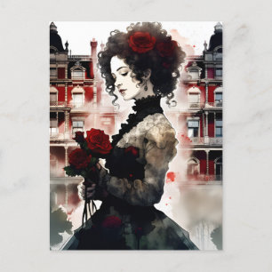 Postal Hermosa mujer victoriana