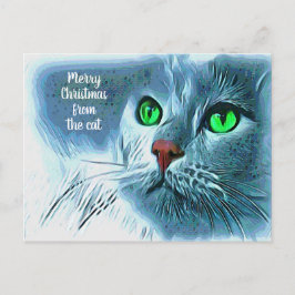 Postal Hermosa Navidad Artsy Merry del gato