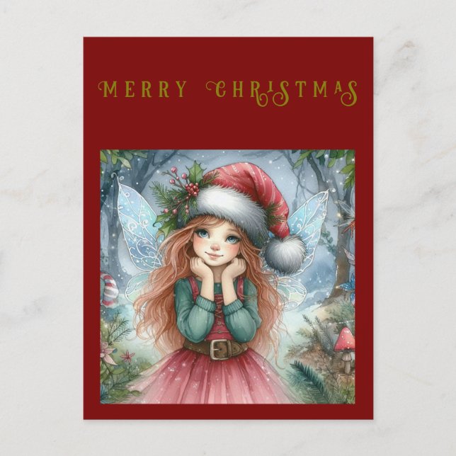 Postal Hermosa Navidad Fairy Merry (Anverso)