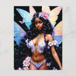 Postal Hermosa niña hada negra
