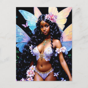 Postal Hermosa niña hada negra