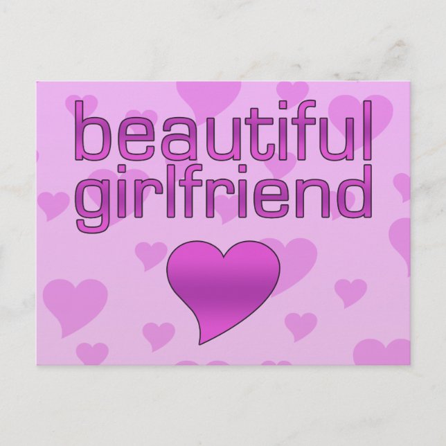 Postal Hermosa novia de amor rosa y morado (Anverso)