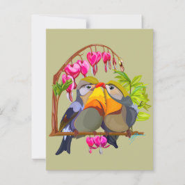 Postal Hermosa pareja de pájaros Pekin Robin