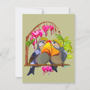 Postal Hermosa pareja de pájaros Pekin Robin